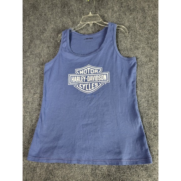 Harley-Davidson Tank Top‎ Sleeveless Graphic Logo Casual Blue Men Sz Large Biker - Picture 1 of 10
